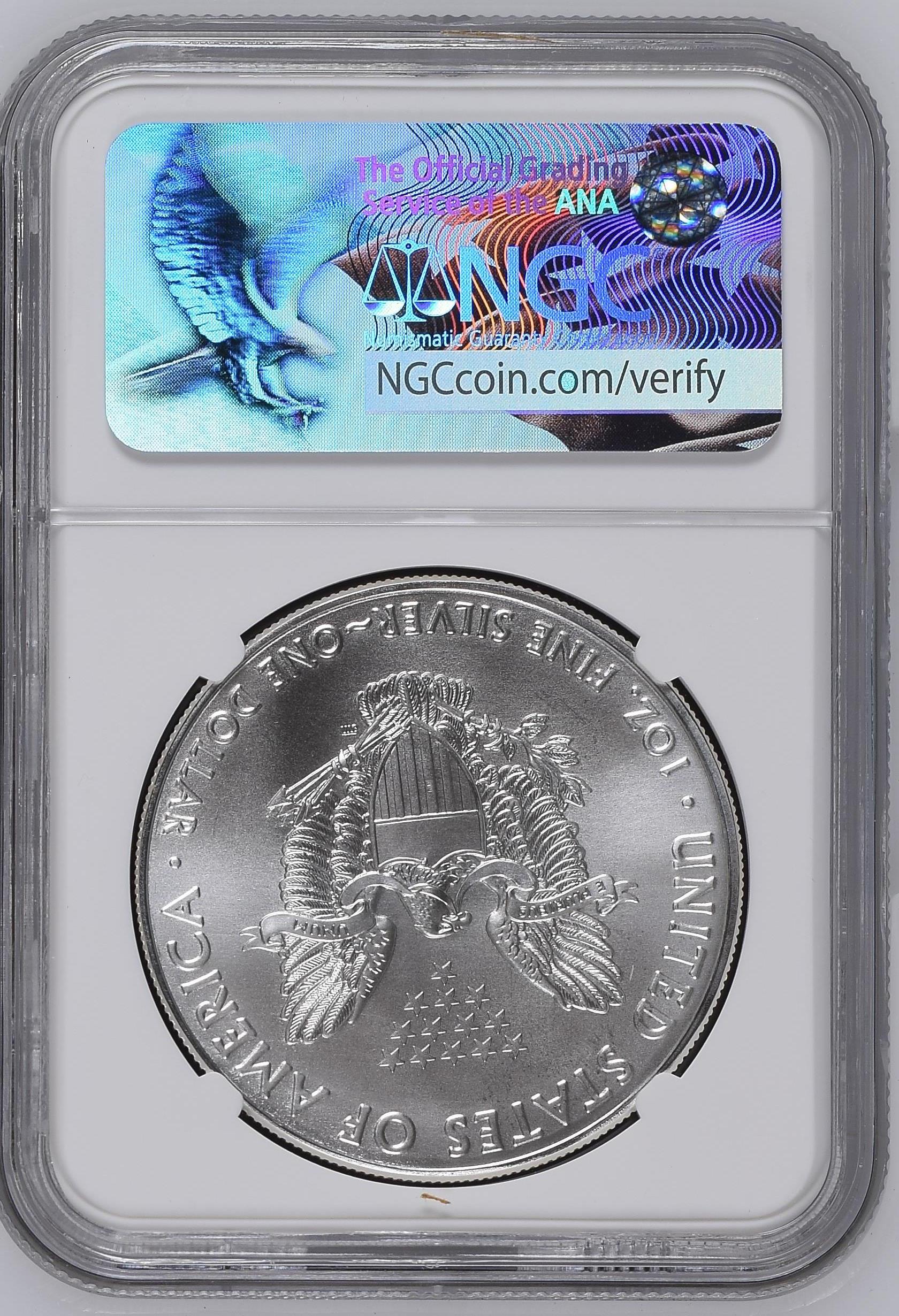 1 долар «Американський срібний орел» (інвестиційна монета) 2017 NGC MS69