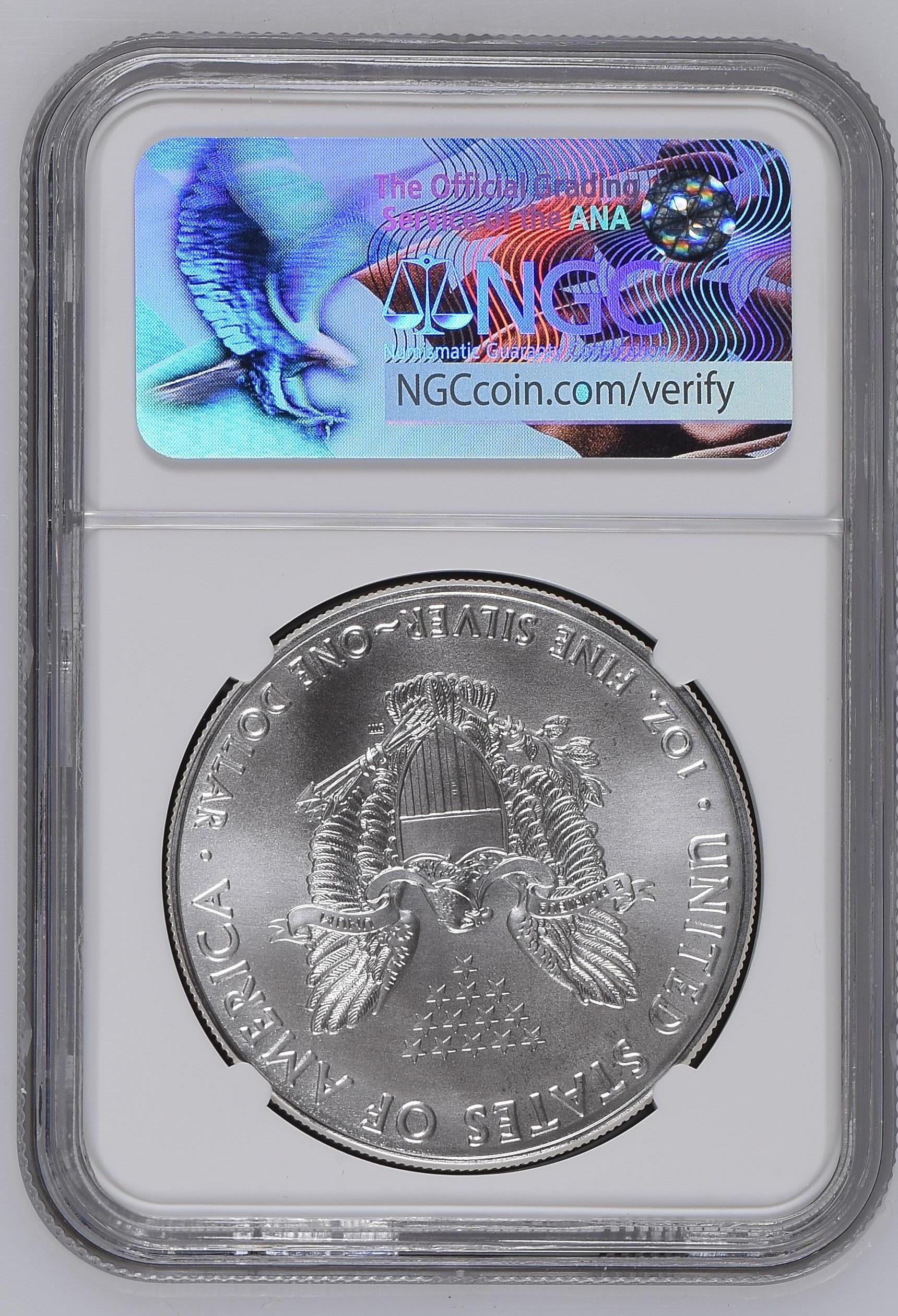 1 долар «Американський срібний орел» (інвестиційна монета) 2017 NGC MS69