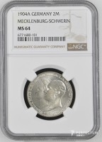 2 марки — Фредерік Франциск IV (весілля)  1904A ms64 ngc  Мекленбург-Шверин 