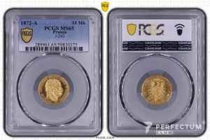 10 марок 1872 A, PCGS MS65, 