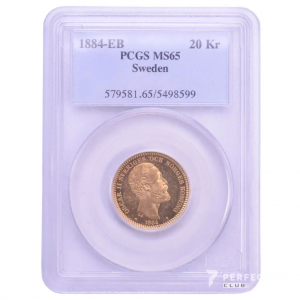 20 крон — Оскар II («OCH» у назві) 1884 PCGS MS65