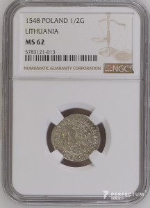 Полугрош Литовский 1548 года MS62