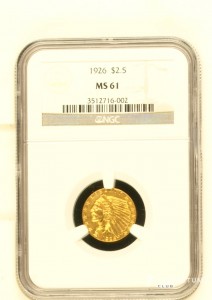 2½ долари «Індіанська голова — чверть орла» 1926 NGC MS61