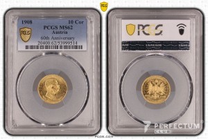 10 корон — Франц Йосиф I (правління) 1908 PCGS MS62