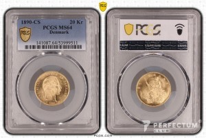20 крон — Крістіан IX 1890 PCGS MS64