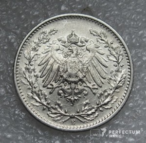 ½ марки — Вільгельм II (тип 2 — маленький щит) 1909 (Е)