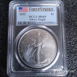 1 долар «Американський срібний орел» Новий реверс (інвестиційна монета) 2022 слаб PCGS MS-69