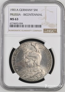 5 марок — Вільгельм II (Королівство Пруссія) 1901A, NGC MS63