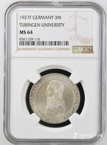 3 рейхсмарки (Тюбінгенський університет) 1927F ngc ms64