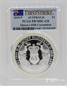1 долар — Єлизавета II (4-й портрет — 65-та річниця коронації — срібна проба) 2018 PCGS PR70DCAM