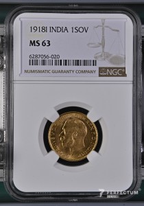  1 суверен — Георг V (монетний двір Бомбея) 1918I ngc ms63