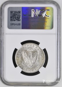 3 рейхсмарки (Бремерхафен) 1927 A NGC MS63