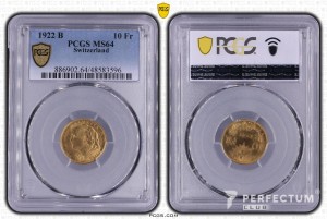 10 франків 1922 NGC MS64 Швейцарія