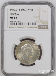 2 марки — Вільгельм II 1907 А NGC MS62