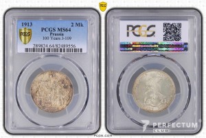 2 марки — Вільгельм II (оголошення війни Наполеону) 1913 pcgs ms64