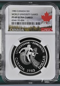  1 долар — Єлизавета II (Всесвітні університетські ігри) 1983 ngc pf69 UC