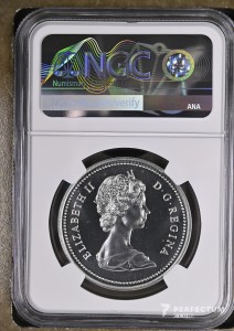 1 долар — Єлизавета II (Калгарі) 1975 ngc sp69