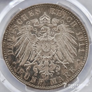 5 марок — Отто, принц-регент Луїтпольд 1911 pcgs pr62