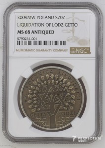 20 злотих (Гетто в Лодзі) 2009 MS68 NGC