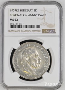 5 Крон 1907 КВ-Коронація Франца Йосифа NGC MS62