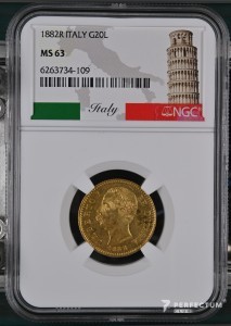 20 лір — Умберто I 1882 ngc ms63