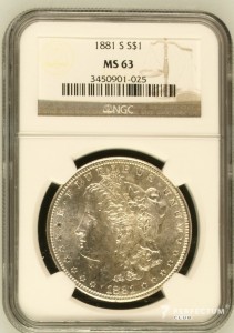  1 долар «Морган долар» 1881 NGC MS63