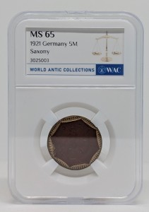 Коллекция нотгельдов, 7 монет Саксонии 1921г. марки: 20, 10, 5, 2, 1. пфенниги: 50, 20